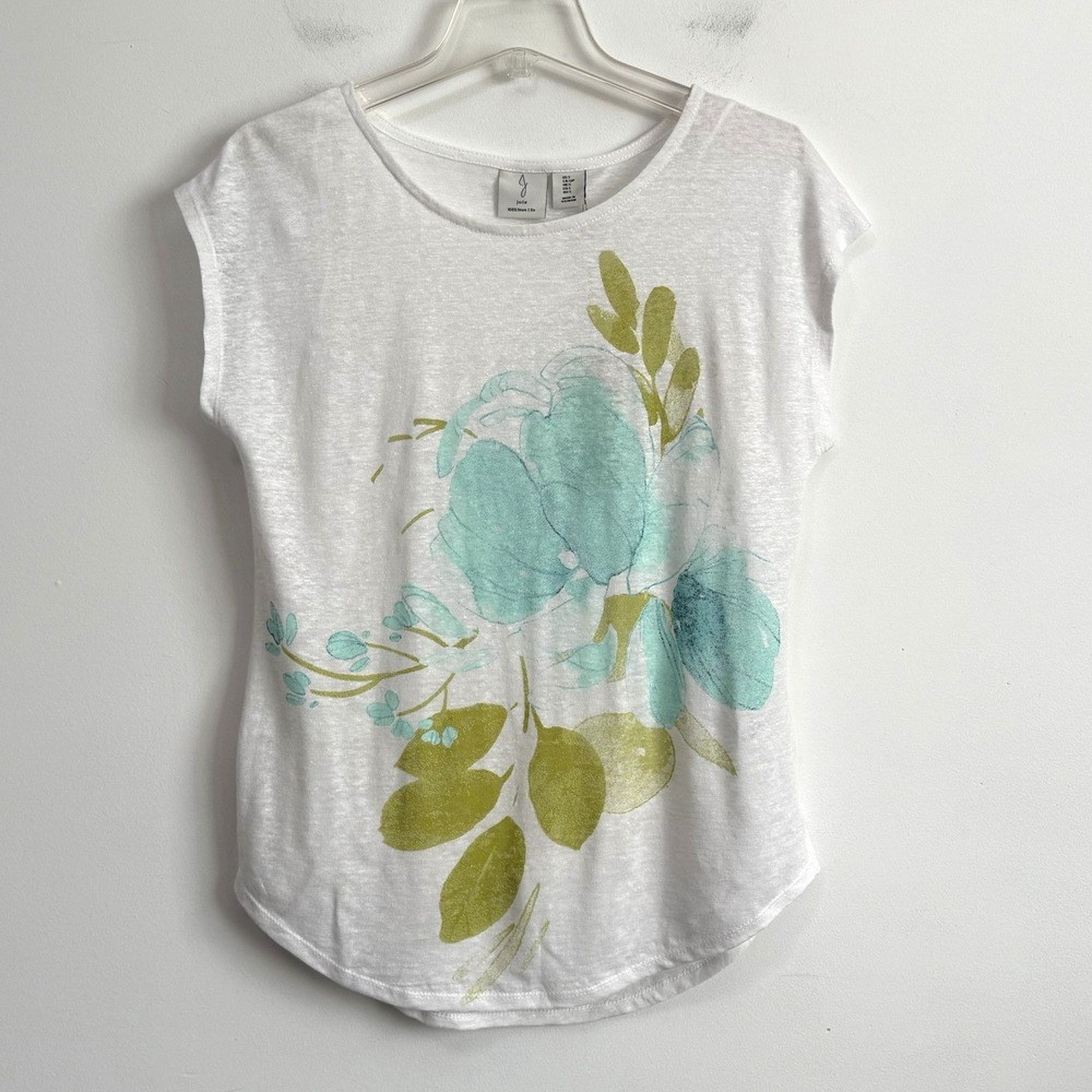 JOIE Slub Knit Tee Top S European Flax 100% Linen Cap Sleeve White Round Hem NEW